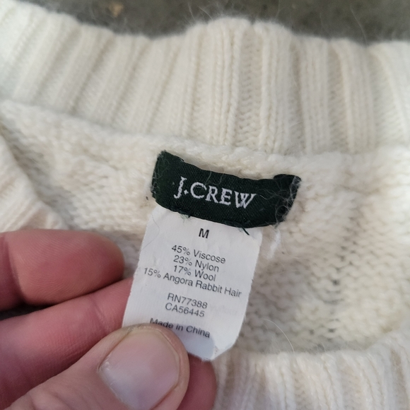Vintage j crew Cotton-blend bouclé cable-knit sweater women's medium - Picture 7 of 8